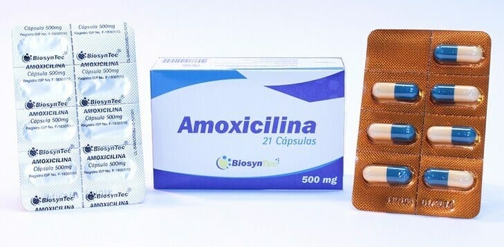 cajetín de pastillas de amoxicilina